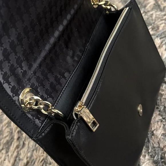 Karl Lagerfeld Luxury Black Floral Shoulder Bag with Gold Hardware - Picture 12 of 14